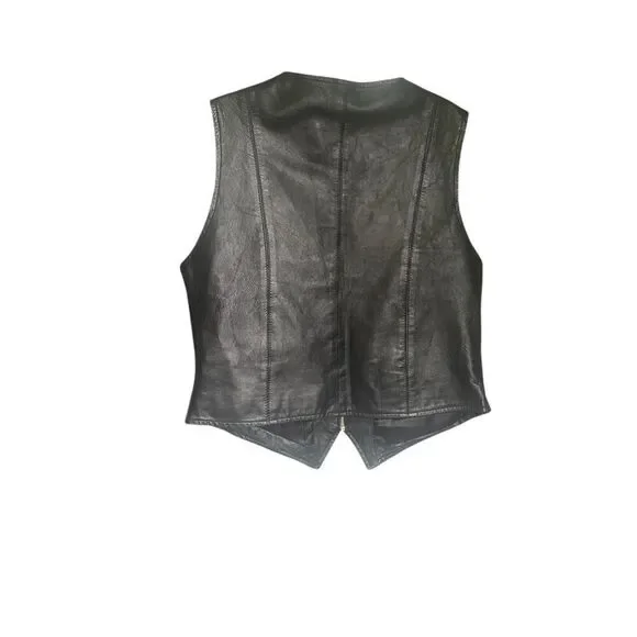 Wilsons The Leather Experts Sleeveless Vest Full Zip L Black Moto - Picture 2 of 11